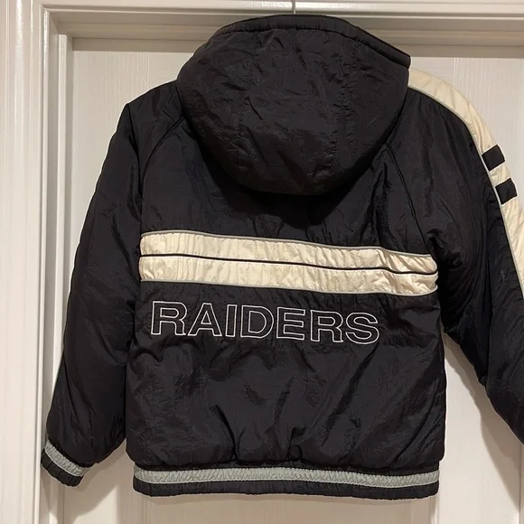 Vintage Oakland Raiders NFL black/windbreaker/fleece jacket size M(10-12) kids - Picture 3 of 9
